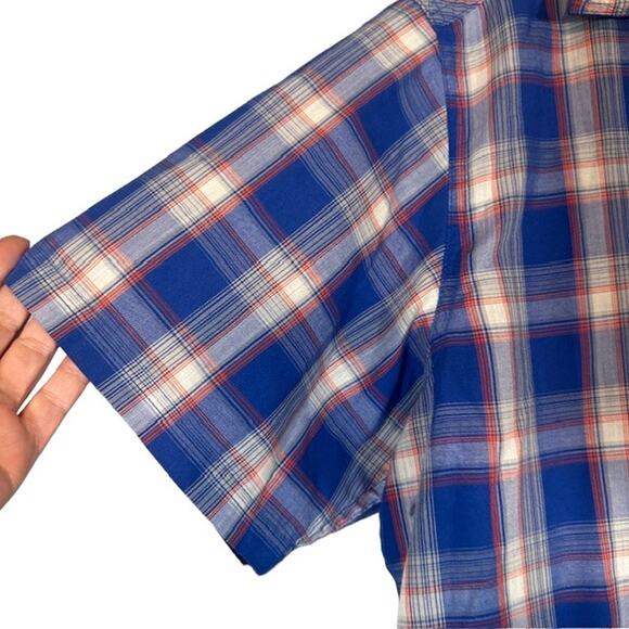 Mountain Hardwear Blue Plaid Collared Short Sleeve Button Down Shirt Men Sz M - Picture 5 of 8